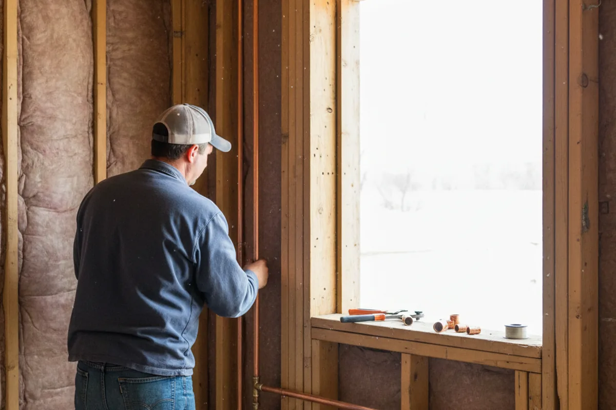Licensed plumber running new copper supply lines in a Indianola home